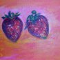 Christine Wong One Of A Kind Original Acrylic Paintings *STRAWBERRIES* Signed 5" by 7"