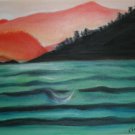 Christine ART Original Oil Painting SUNRISE SUNSET SEA