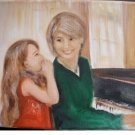 Christine Original Oil Paintings GIRL MOM WHISPER PIANO