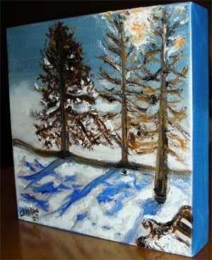 Christine ARTIST NY Original Oil Painting SUNSHINE SNOW