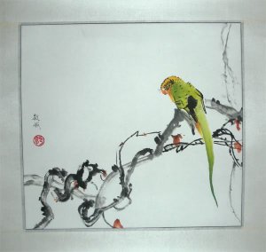 Artist Original Watercolor Painting *Bird on Tree* Signed NEW!