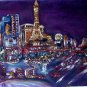 Christine ARTIST Original Oil Painting SLEEPLESS CITY LAS VEGAS Signed 2008 ART
