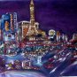 Christine ARTIST Original Oil Painting SLEEPLESS CITY LAS VEGAS Signed 2008 ART