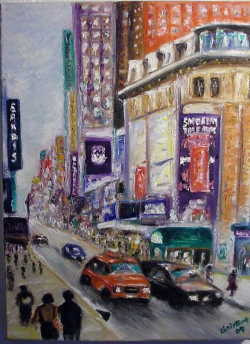 Christine ART Original Oil Painting NEW YORK CITY 5th Avenue Signed Artist 2009