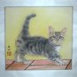 Artist Original Watercolor Painting Grey Cat Kitten Signed ART NEW!
