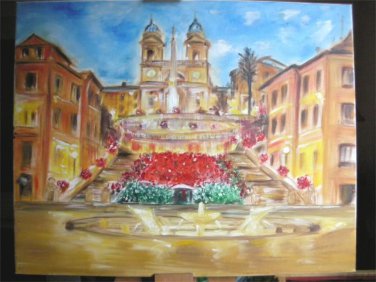 Christine ART Original Oil Paintings Eterna ROME Spanish Steps Signed 2007