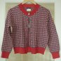 CHANEL Sweater Knitwear Cardigan RED/BLUE Checker Cotton Blend Size 38(Italy) NWOT!
