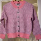 CHANEL Sweater Knitwear Cardigan PINK/GREY Checker Cotton Blend Size 38(Italy) NWOT!