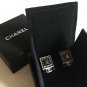 CHANEL Black Crystals Stud Earrings Rectangle 2015 Fall/Winter Hallmark NIB!
