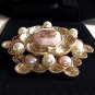 CHANEL Brooch 2016 Byzantine Pink Silver Pearl Retro Gold Petal CC