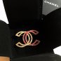 CHANEL Red & Gold Crystal Double CC Booch Pin 2015 Authentic Hallmark NIB