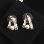 CHANEL Double Row Crystal Pearl Stud Earrings CC 2015 Hallmark Authentic