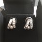 CHANEL Double Row Crystal Pearl Stud Earrings CC 2015 Hallmark Authentic