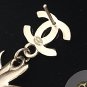 CHANEL Black CC Stud Flower Dangle Earrings WHITE Chrysanthemum Enamel Petal