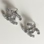 CHANEL Paris-Salzburg Swarovski Grey Silver Crystal CC Stud Earrings