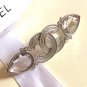 CHANEL Tear Shape Clear Crystal Silver Brooch Pin CC Authentic HALLMARK