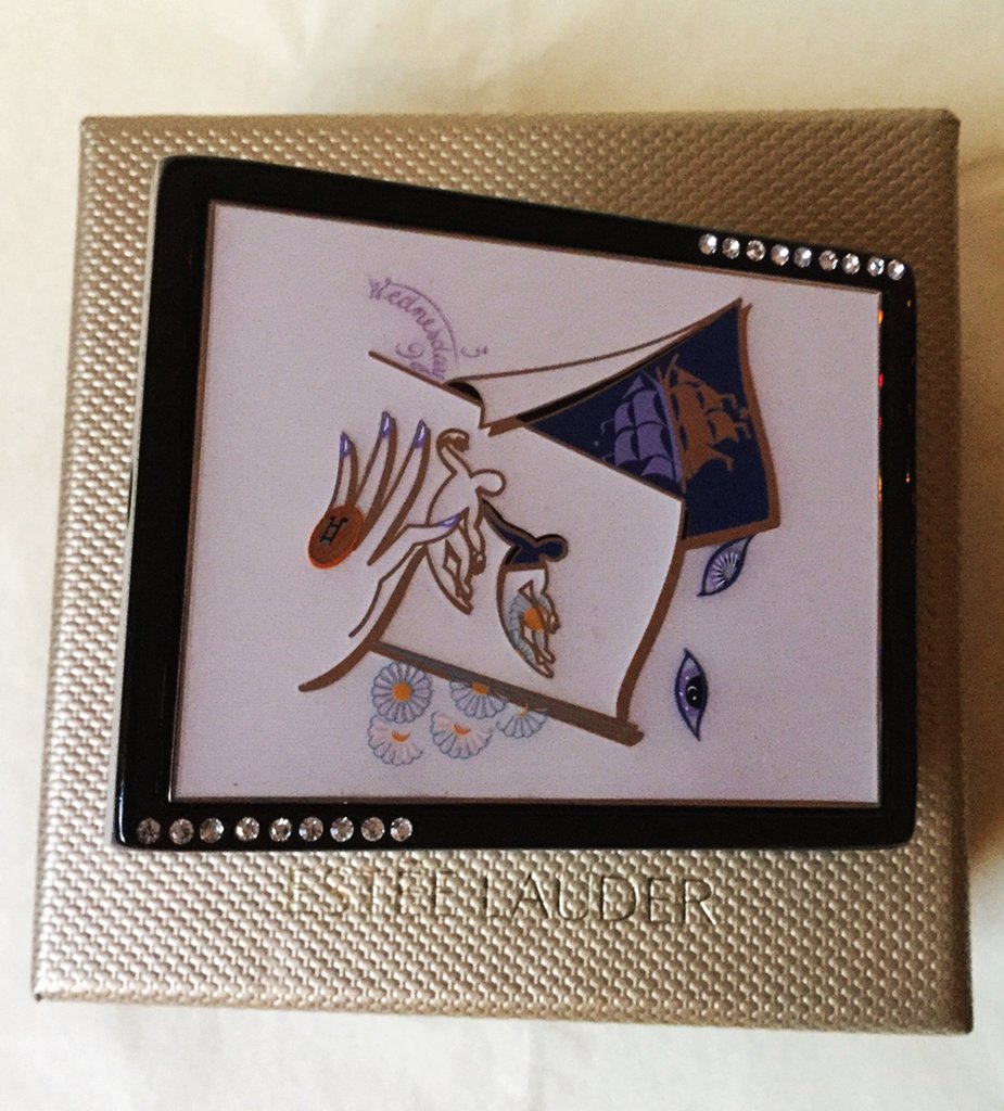 ESTEE LAUDER GEMINI by ERTE Horoscope Crystal Powder Compact Collectible