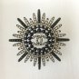 CHANEL SUN RAY Fashion Brooch Pin Black Bead Silver Crystal Stuning Beauty NIB