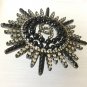 CHANEL SUN RAY Fashion Brooch Pin Black Bead Silver Crystal Stuning Beauty NIB