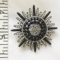 CHANEL SUN RAY Fashion Brooch Pin Black Bead Silver Crystal Stuning Beauty NIB