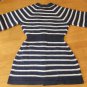 CHANEL Knitted Cardigan Sweater Dress Kimono Top Navy/Ivory Button Down 38 NWOT