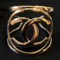 CHANEL Metal Bracelet Light GOLD CC Cuff 2016 Simplicity Chic Authentic Hallmark