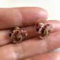 CHANEL CC Crystal Gold Pink Purple Stud Earrings Classic Mini Hallmark Authentic