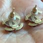CHANEL CC Crystal Gold Pink Purple Stud Earrings Classic Mini Hallmark Authentic
