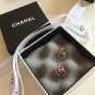 CHANEL CC Crystal Gold Pink Purple Stud Earrings Classic Mini Hallmark Authentic