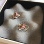 CHANEL CC Crystal Gold Pink Purple Stud Earrings Classic Mini Hallmark Authentic