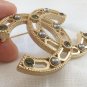 CHANEL Grey Crystal Pearl Brooch Pin Gold Metal Hollow Design 2017 NIB
