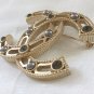 CHANEL Grey Crystal Pearl Brooch Pin Gold Metal Hollow Design 2017 NIB