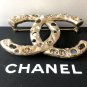 CHANEL Rome Paris Pearl Rhinestone Crystal Brooch Pin VINTAGE GOLD CC Authentic