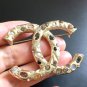 CHANEL Rome Paris Pearl Rhinestone Crystal Brooch Pin VINTAGE GOLD CC Authentic
