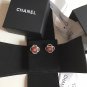 CHANEL Vintage Gold Stud Earrings Red Enamel CC Retro Jewel Authentic NIB