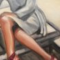 Christine ART Original Oil Paintings WOMAN POOLSIDE SUN