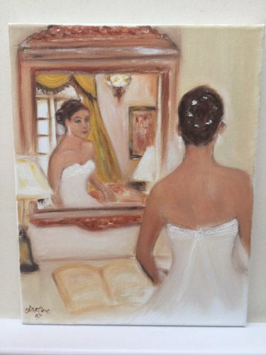 Christine ART Original Oil Painting BRIDE PERFECT Sign