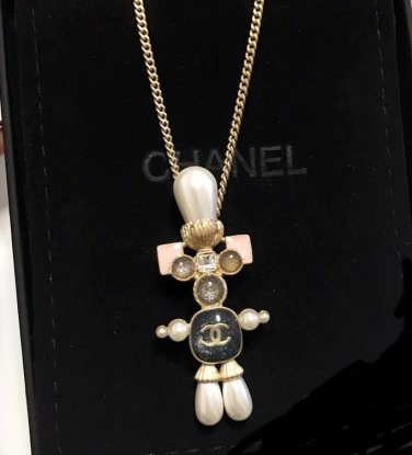 CHANEL Multi-Color Jewel Pearl CC Pendant Gold Chain Necklace Hallmark NIB