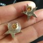 CHANEL Gold Star CC 3 Dimensions Stud Earrings Simple Hallmark NIB