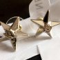 CHANEL Gold Star CC 3 Dimensions Stud Earrings Simple Hallmark NIB