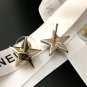 CHANEL Gold Star CC 3 Dimensions Stud Earrings Simple Hallmark NIB
