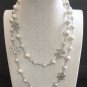 CHANEL Classic 5 CC Double Sided Crystal PEARL Necklace Silver Metal Chain