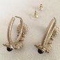 CHANEL Gold CC Flower Black Pearl Hoop Earrings Retro Byzantine NIB