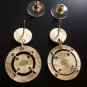 CHANEL CC Byzantine Gold Medal Stud Dangle Earrings Authentic NIB