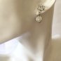 CHANEL White Crystal Mini CC Stud Silver Ball Dangle Earrings Authentic NIB
