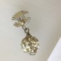 CHANEL White Crystal Mini CC Stud Silver Ball Dangle Earrings Authentic NIB
