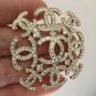 CHANEL Gold Baguette Crystal Brooch Pin 9 Repetitive CC 2017 Authentic NIB