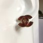 CHANEL CC Gold Stud Earrings Red Lucite Gem Simple Basic Authentic NIB