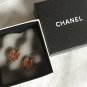 CHANEL CC Gold Stud Earrings Red Lucite Gem Simple Basic Authentic NIB