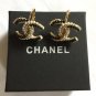 CHANEL CC Gold Metal Twisted Black Cream Pearl Leverback Earrings NIB